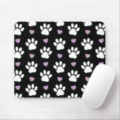 Paw Pattern, Dog Paws, White Paws, Lila Hearts Muismat (Met muis)