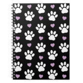 Paw Pattern, Dog Paws, White Paws, Lila Hearts Notitieboek (Voorkant)