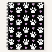 Paw Pattern, Dog Paws, White Paws, Lila Hearts Notitieboek (Voorkant)