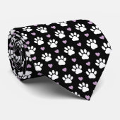 Paw Pattern, Dog Paws, White Paws, Lila Hearts Stropdas (Opgerold)