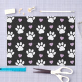 Paw Pattern, Dog Paws, White Paws, Lila Hearts Tissuepapier (Craft)