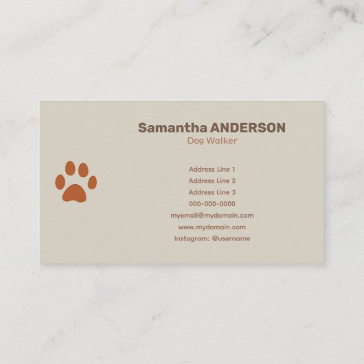 Paw Pattern - Hond Walker Visitekaartje (Achterkant)
