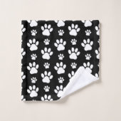 Paw Pattern, Paw Prints, Dog Paws, Black and White Bad Handdoek (Wasdoekje)