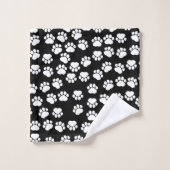 Paw Pattern, Paw Prints, Dog Paws, Black and White Bad Handdoek (Wasdoekje)