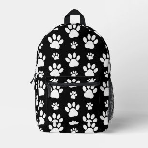 Paw Pattern, Paw Prints, Dog Paws, Black and White Bedrukte Rugzak