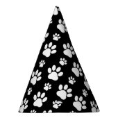 Paw Pattern, Paw Prints, Dog Paws, Black and White Feesthoedjes (Rechts)