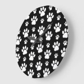 Paw Pattern, Paw Prints, Dog Paws, Black and White Grote Klok (Hoek)