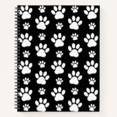 Paw Pattern, Paw Prints, Dog Paws, Black and White Notitieboek (Voorkant)