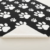 Paw Pattern, Paw Prints, Dog Paws, Black and White Sherpa Deken (3/4)