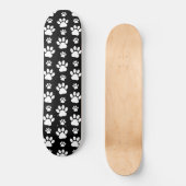 Paw Pattern, Paw Prints, Dog Paws, Black and White Skateboard (Voorkant)