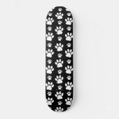 Paw Pattern, Paw Prints, Dog Paws, Black and White Skateboard (Voorkant)