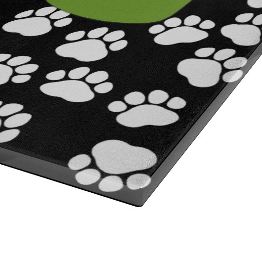 Paw Pattern, Paw Prints, Dog Paws, Black and White Snijplank (Hoek)