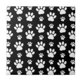 Paw Pattern, Paw Prints, Dog Paws, Black and White Tegeltje (Voorkant)
