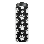 Paw Pattern, Paw Prints, Dog Paws, Black and White Thermosbeker (Voorkant)