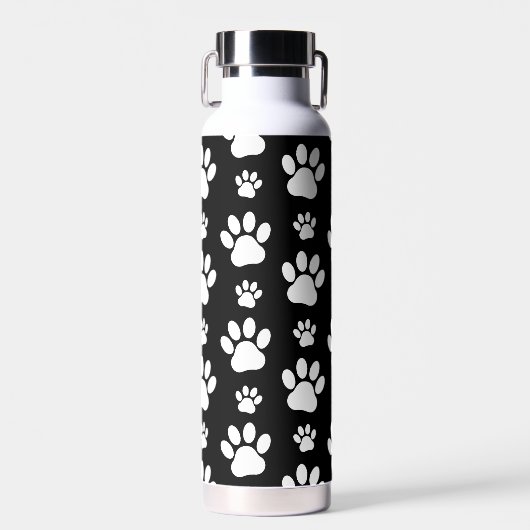 Paw Pattern, Paw Prints, Dog Paws, Black and White Waterfles (Voorkant)