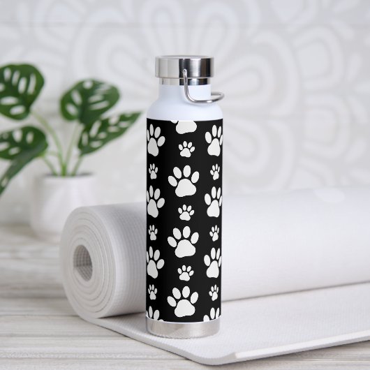 Paw Pattern, Paw Prints, Dog Paws, Black and White Waterfles (Yoga)