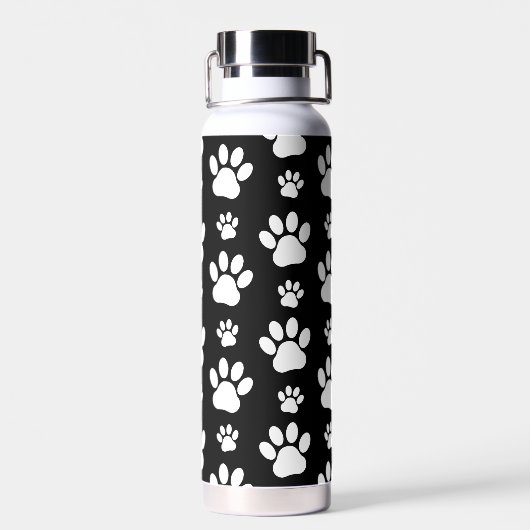 Paw Pattern, Paw Prints, Dog Paws, Black and White Waterfles (Achterkant)