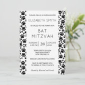 Paw Pattern, Paws, Black and White, Bat Mitzvah Kaart (Staand voorkant)