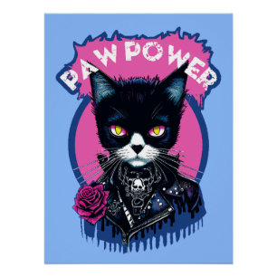Paw Power Punk Cat Perfect Poster