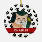 Paw Print Aangepaste huisdier foto Keramisch Ornament (Voorkant)