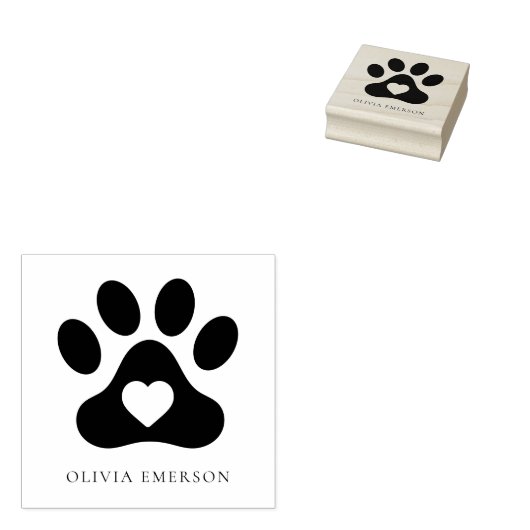 Paw Print Aangepaste naam Gepersonaliseerd Rubberstempel (Gestempeld)