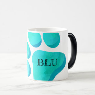 Paw Print Aqua PET NAME Modern Fun Magische Mok