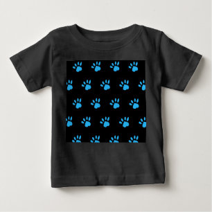 Paw Print Baby T-shirt (zwart & blauw)