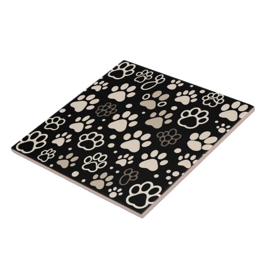 Paw print bedrukt verschillend gekleurde hond tegeltje (Zijkant)