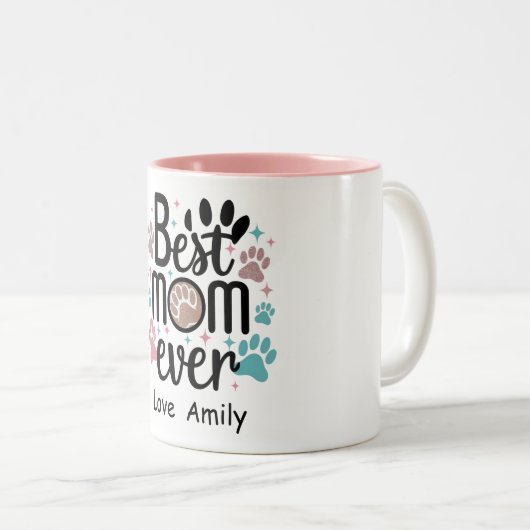 Paw print Beste moeder ooit Two-Tone Coffee Mok (Voorkant rechts)