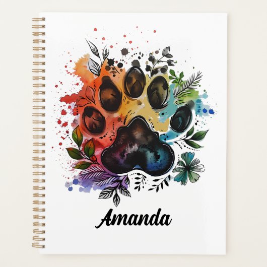 Paw Print Boho Waterverf Planner (Voorkant)