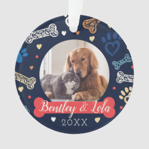 Paw Print & Botten Patroon Dierlijke huisdier fo Ornament