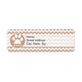 Paw Print; Bruine Chevron Etiket (Voorkant)