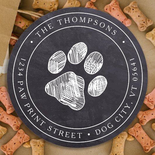 Paw Print Chalkboard Return Address Label