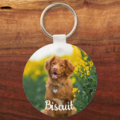 Paw Print Cookies Light Blue Pattern Monogram Sleutelhanger (Voorkant)