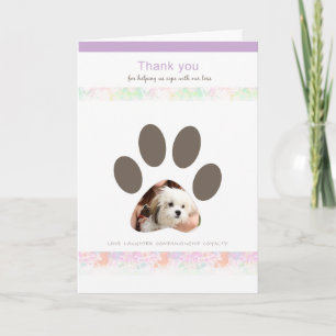 Paw Print dank u voor het verzorgen van huisdier v Bedankkaart