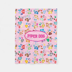 Paw Print Dog Fleece Blanket Deken