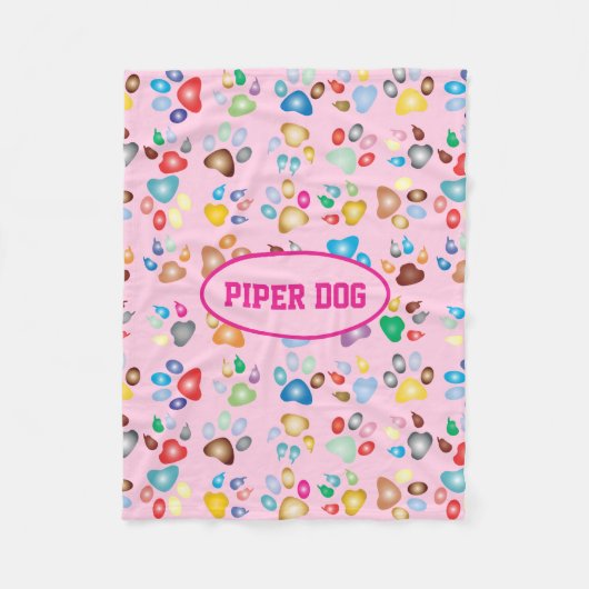 Paw Print Dog Fleece Blanket Deken (Voorkant)