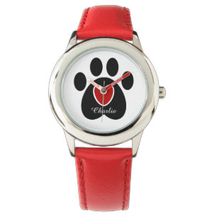  Paw Print en Hart Horloge