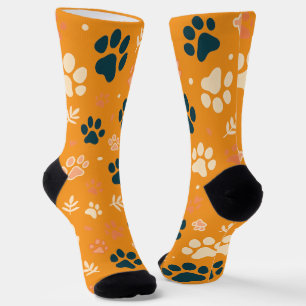 Paw Print en Leaf Pattern Sokken
