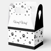 Paw Print Favor Box Zwart-wit Hond Favor Box Bedankdoosjes (Geopend)