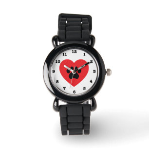 Paw Print hart genummerd polshorloge Horloge