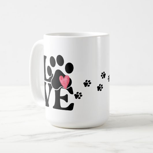 Paw Print Hart Koffie Mok (Voorkant links)