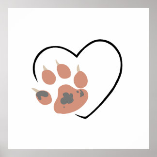 Paw print hart - Schattige dierenliefhebber ontwer