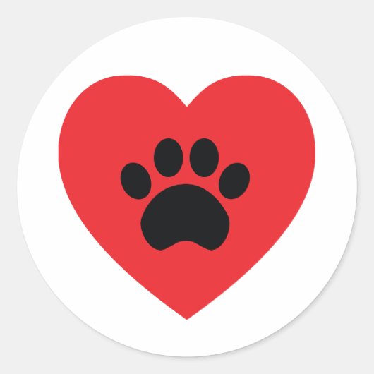 Paw Print Hart Sticker (Voorkant)