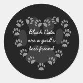 Paw Print Hart Zwart Kat Liefde Quote Sticker (Voorkant)