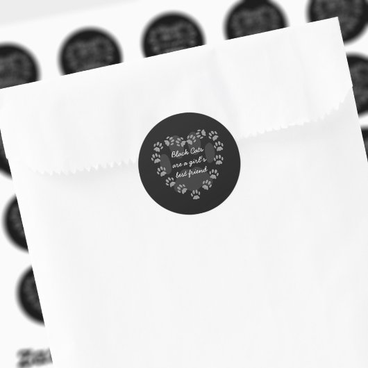Paw Print Hart Zwart Kat Liefde Quote Sticker