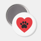 Paw Print Heart Magnet Magneet (Voorkant / Achterkant)