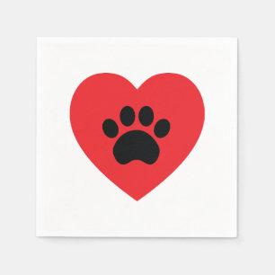 Paw Print Heart Paper Napkins Servetten