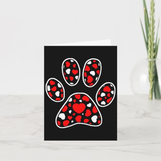 Paw Print Heart Pattern Valentines Day Cute Dog Pu Kaart (Voorkant)