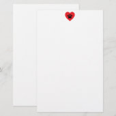 Paw Print Heart Stationery Briefpapier (Voorkant / Achterkant)